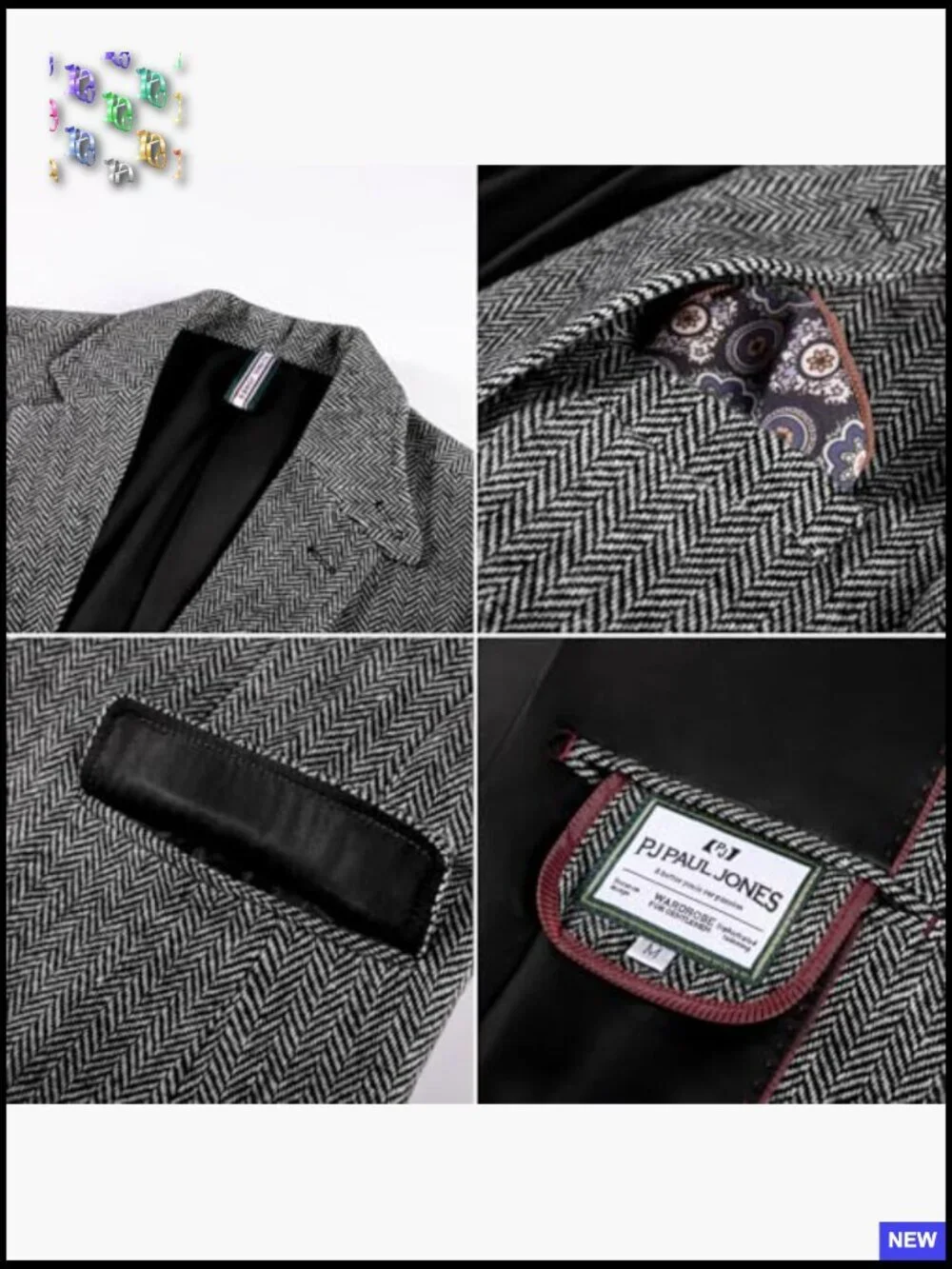 Vintage Wool Blend Herringbone Tweed Sport Coat Classic Fit Two Button Blazer